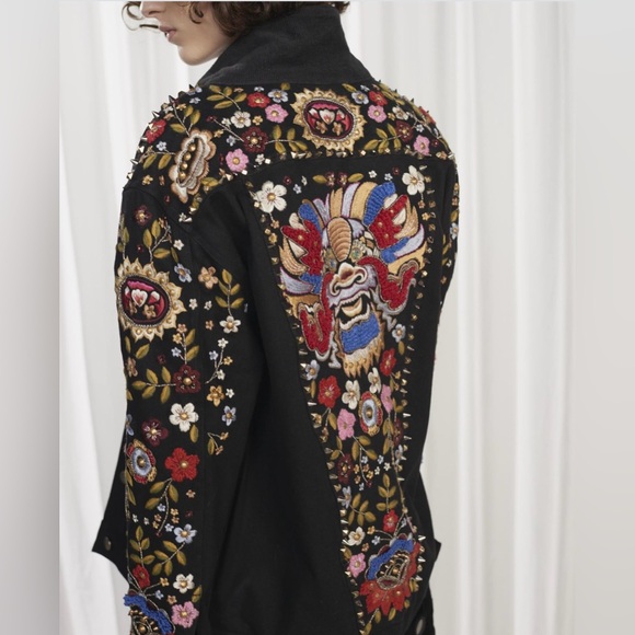 FRENCH CONNECTION Mazie Embroidered Denim Jean Jacket sz Large - Picture 3 of 11